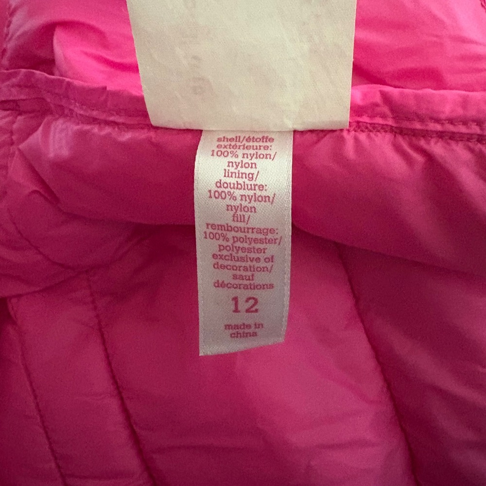 Justice Pink Lightweight Puffer Jacket Coat Quilted Full‎ Zip Front (Girls 12) - Picture 5 of 5